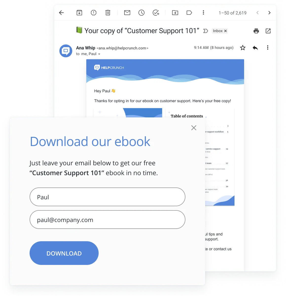 Email marketing tools by HelpCrunch